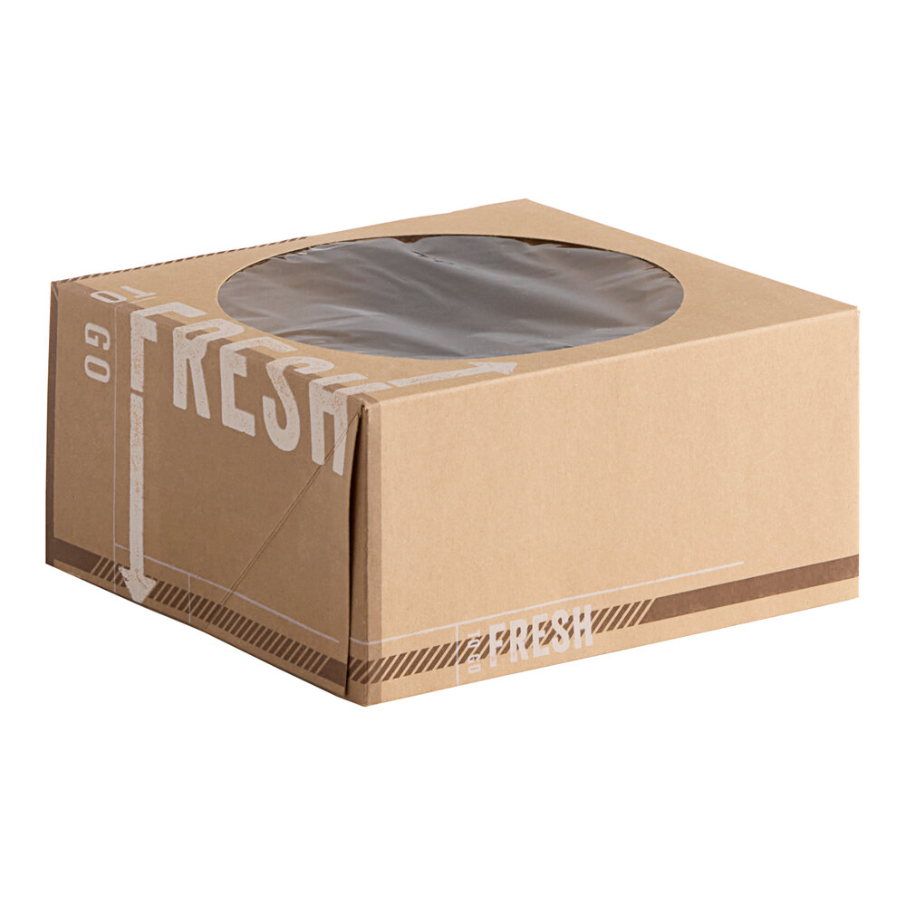 Inno-Pak To Go Fresh 10" x 10" x 5" Kraft Auto-Popup Window Cake / Bakery Box - 100/Case