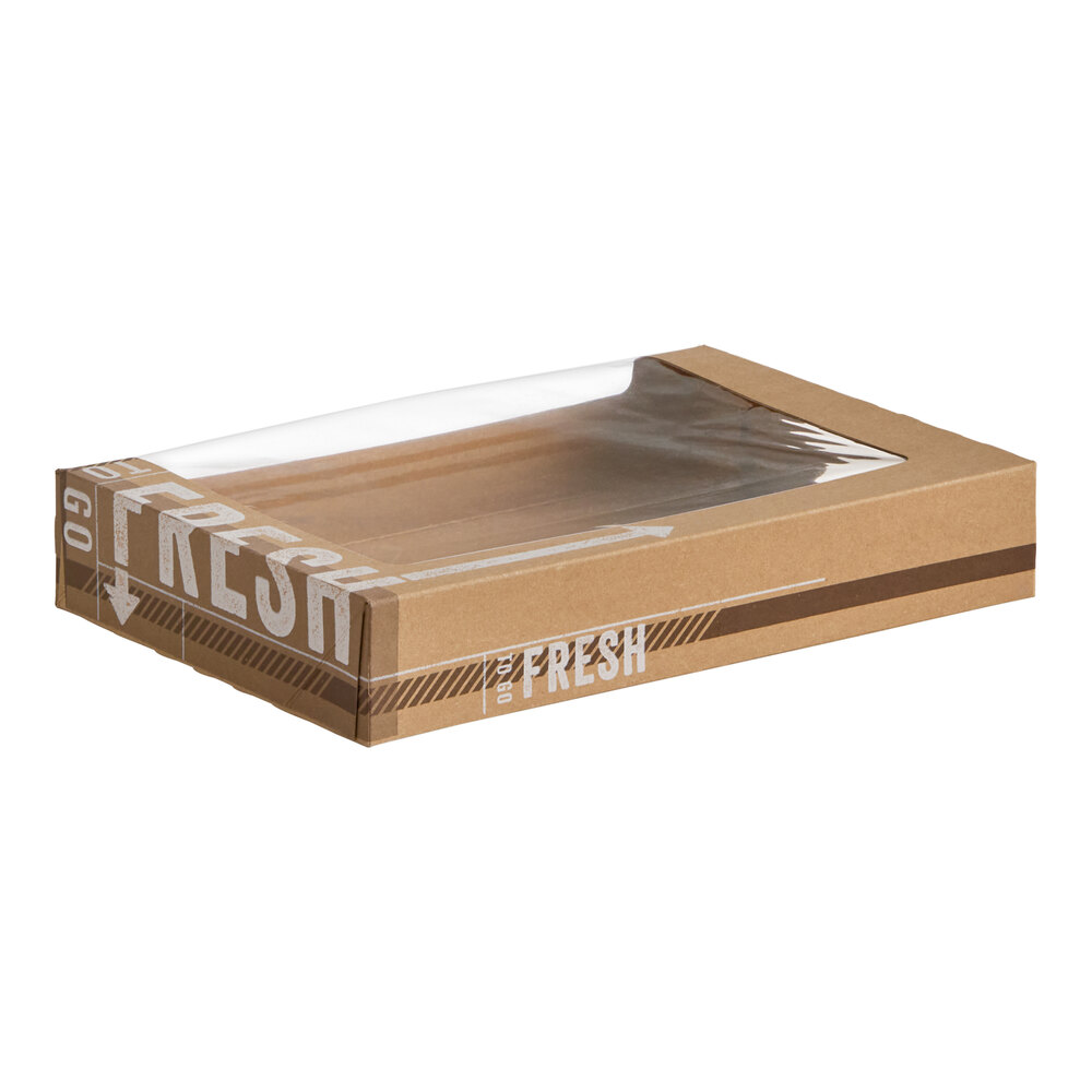 Inno-Pak To Go Fresh 11 1/2" x 8" x 2" Kraft Auto-Popup Window Donut / Bakery Box - 150/Case