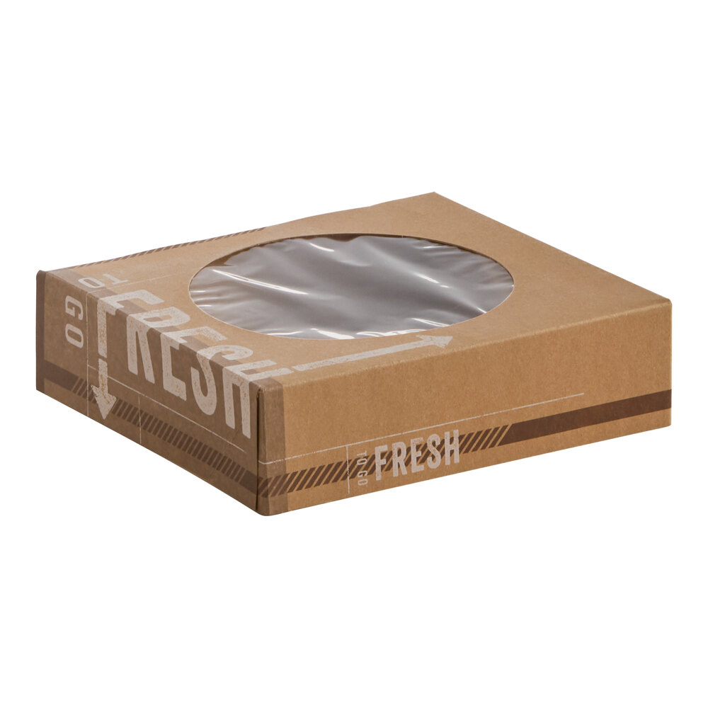 Inno-Pak To Go Fresh 10" x 10" x 2 1/2" Kraft Auto-Popup Window Pie / Bakery Box - 100/Case