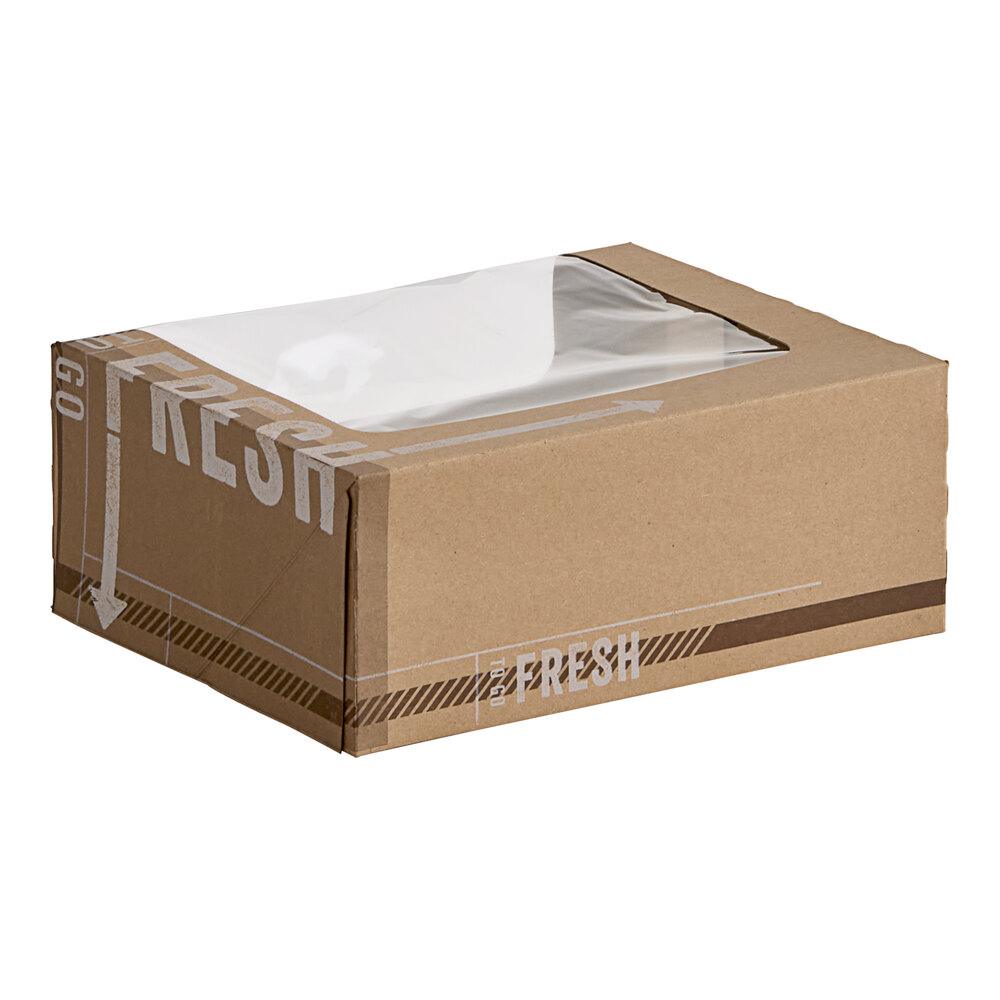 Inno-Pak To Go Fresh 10" x 8" x 4" Kraft Auto-Popup Window Donut / Bakery Box - 100/Case