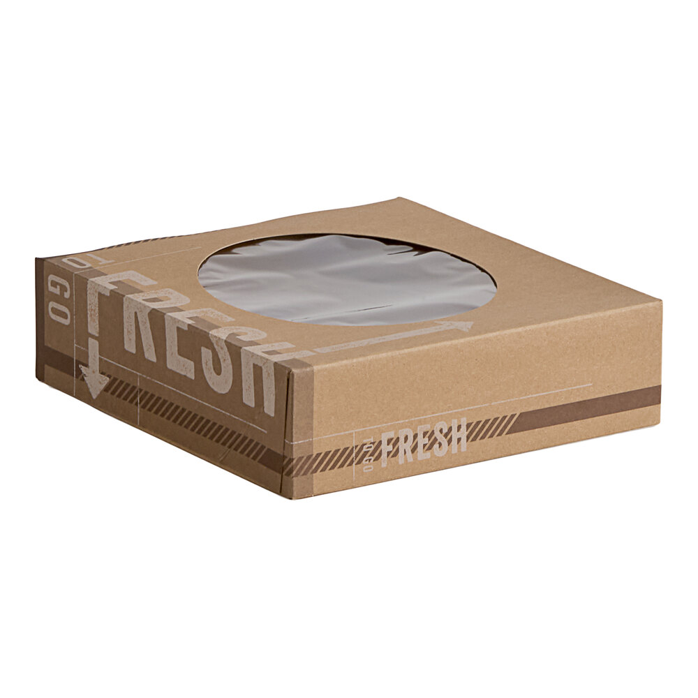 Inno-Pak To Go Fresh 9" x 9" x 2 1/2" Kraft Auto-Popup Window Pie / Bakery Box - 100/Case