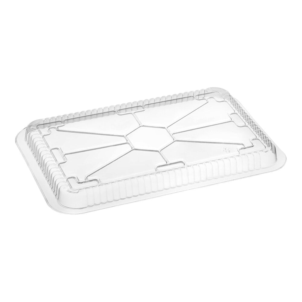 Choice Oblong Clear Plastic Dome Lid for 4 lb. Foil Take-Out Container - 250/Case