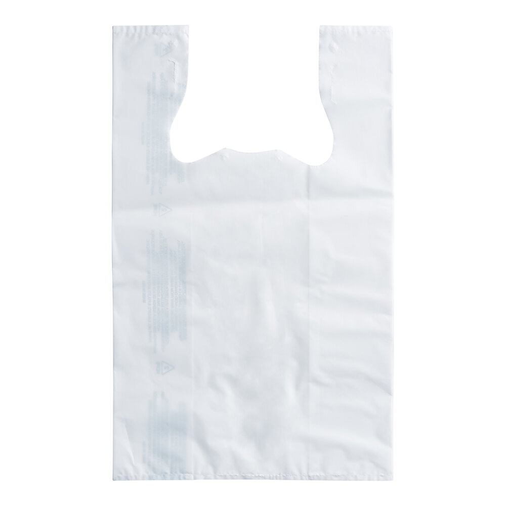 Choice Customizable 1/6 Standard Size 2.25 Mil White Unprinted Reusable Extra Heavy-Duty Plastic T-Shirt Bag - 250/Case