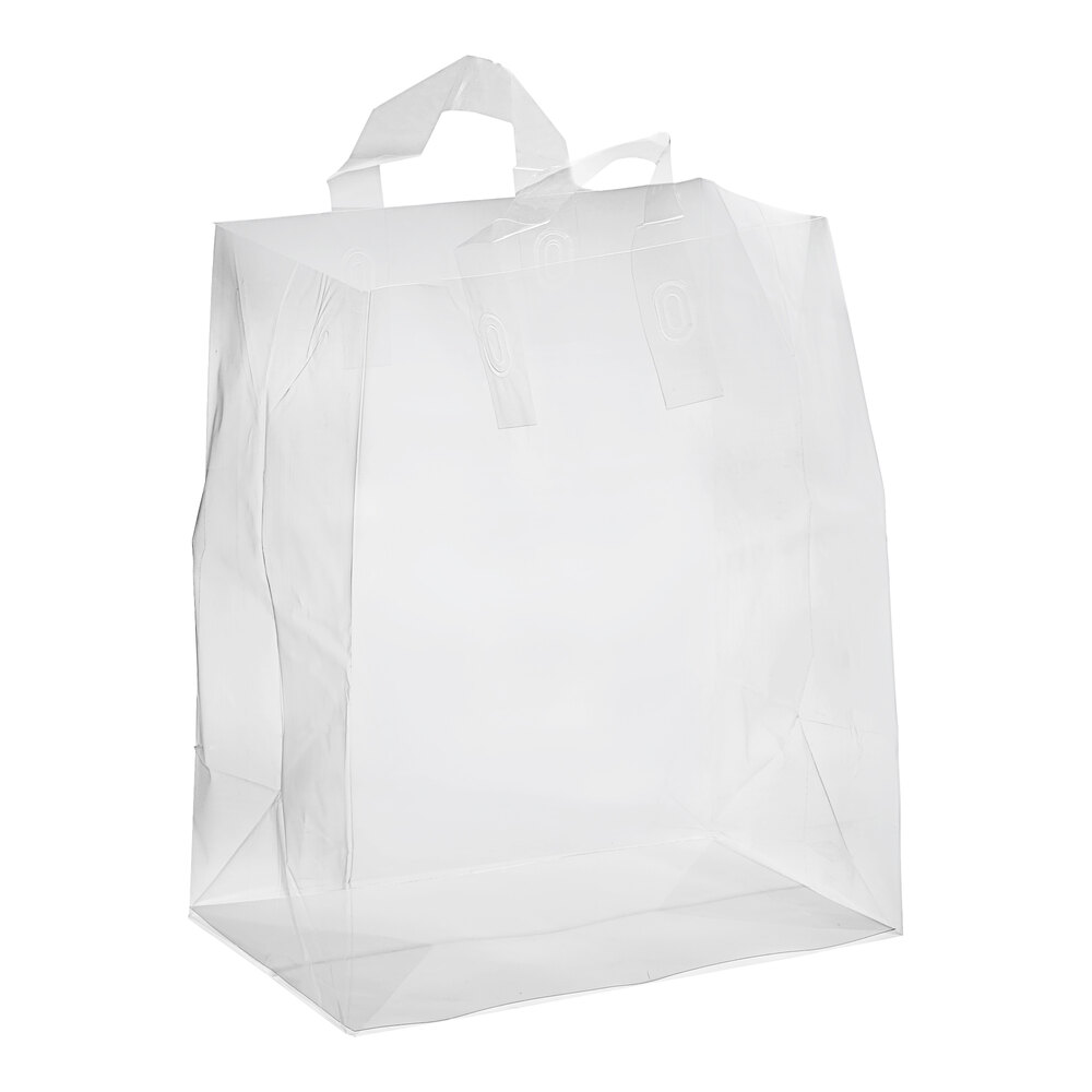 Choice 12" x 7" x 14" 2.8 Mil White Medium-Duty Polypropylene Soft Loop Handled Bag - 200/Case