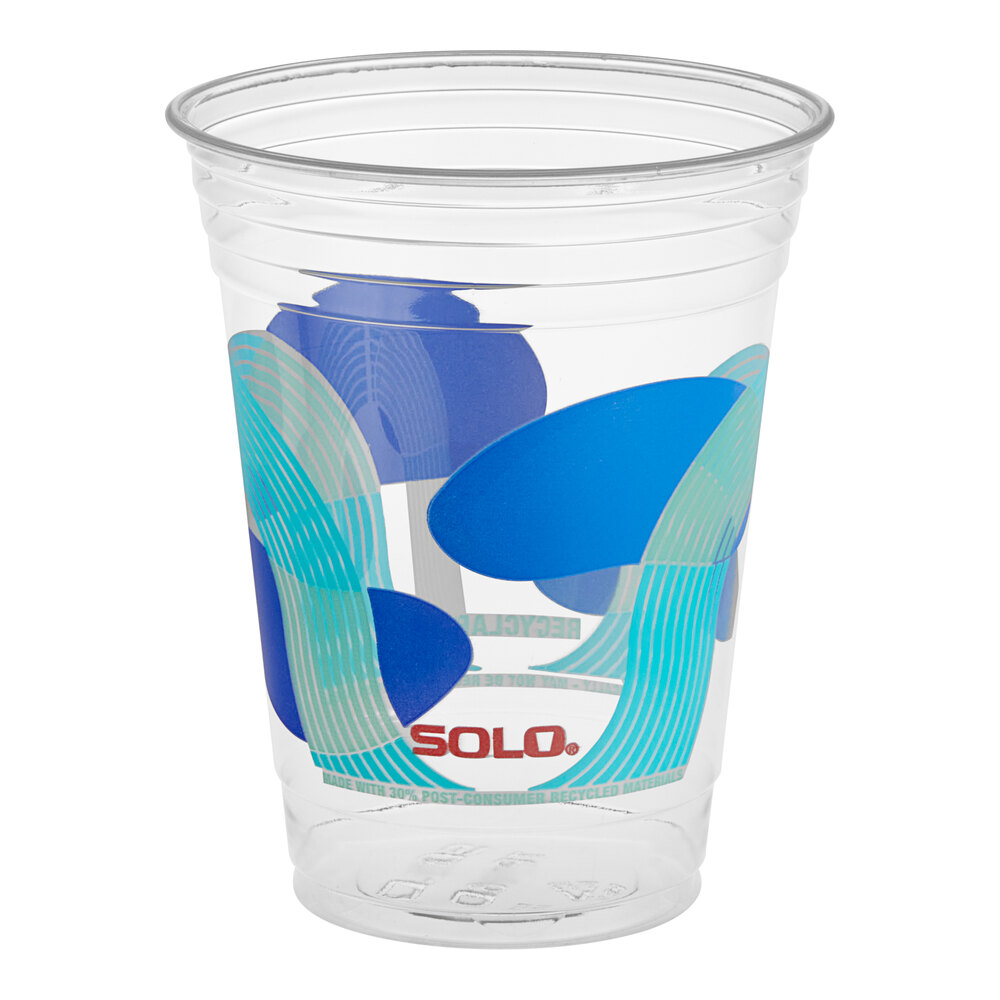Solo 18 oz. Assorted Ripples / Sea Glass RPET Plastic Cold Cups - 432/Case