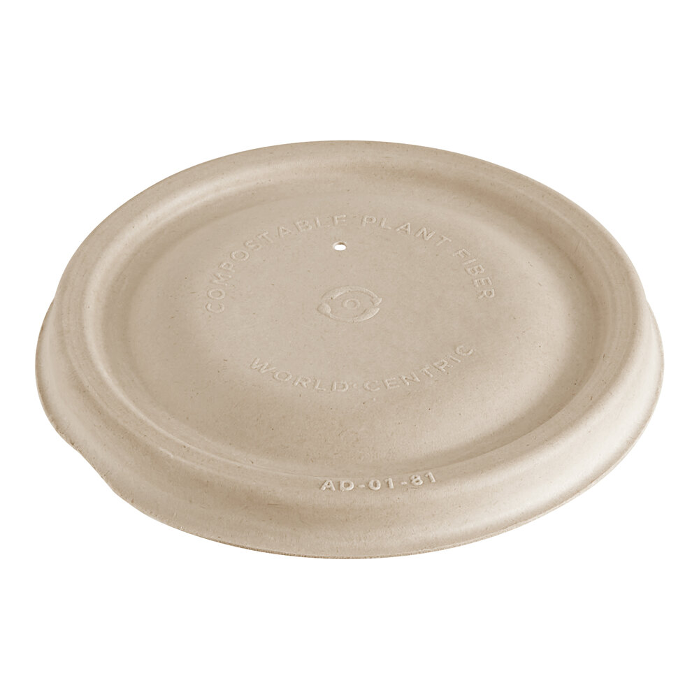 World Centric Compostable Fiber Lid for 6 oz. Fiber Bowl and 8 oz. Paper Bowl - 1,000/Case