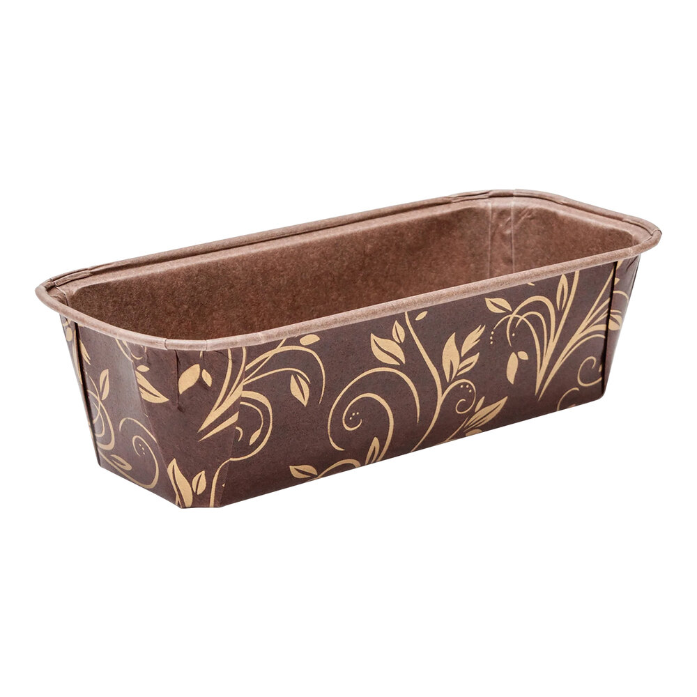 Welcome Home Brands 3 1/8" x 1 5/8" x 1 5/8" Rectangular Brown Leaf Loaf Pan - 600/Case