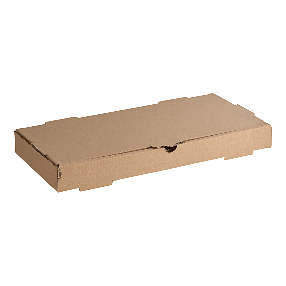 Choice 16" x 8" x 1 1/2" Kraft Customizable Corrugated Plain Flatbread Box - 50/Bundle