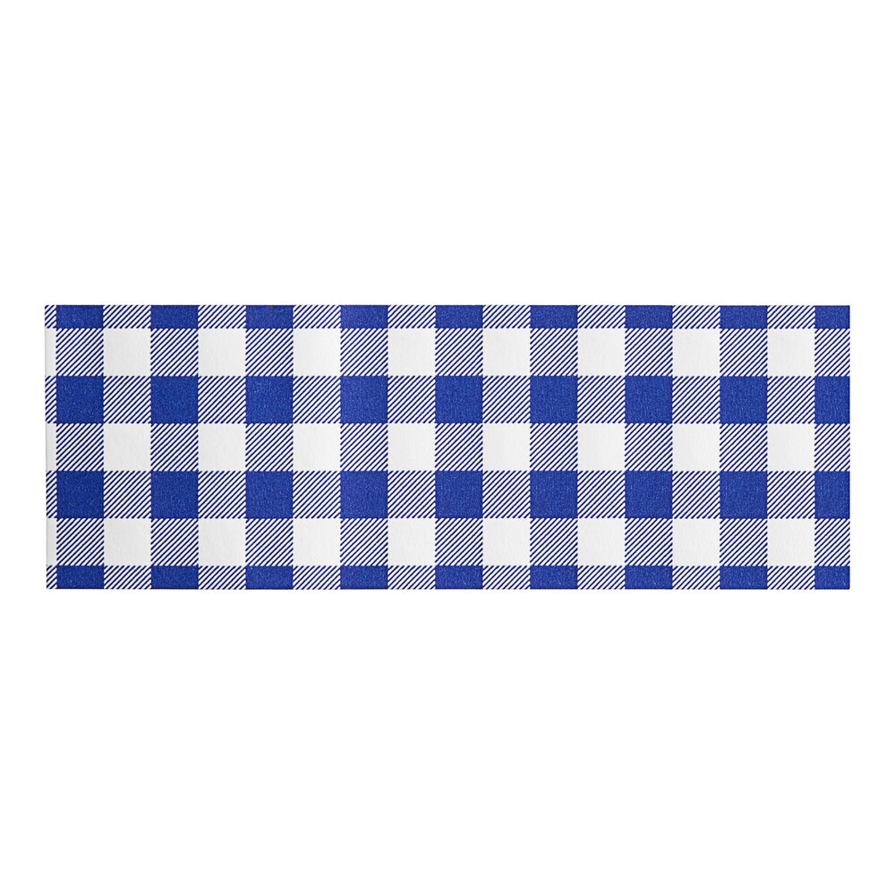 Choice Blue Gingham Self-Adhering Paper Napkin Band - 2,000/Pack