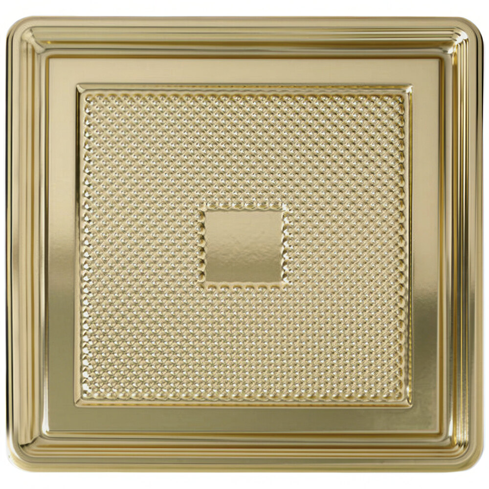 Welcome Home Brands 11" Gold Square Plastic Medoro Tray - 100/Case
