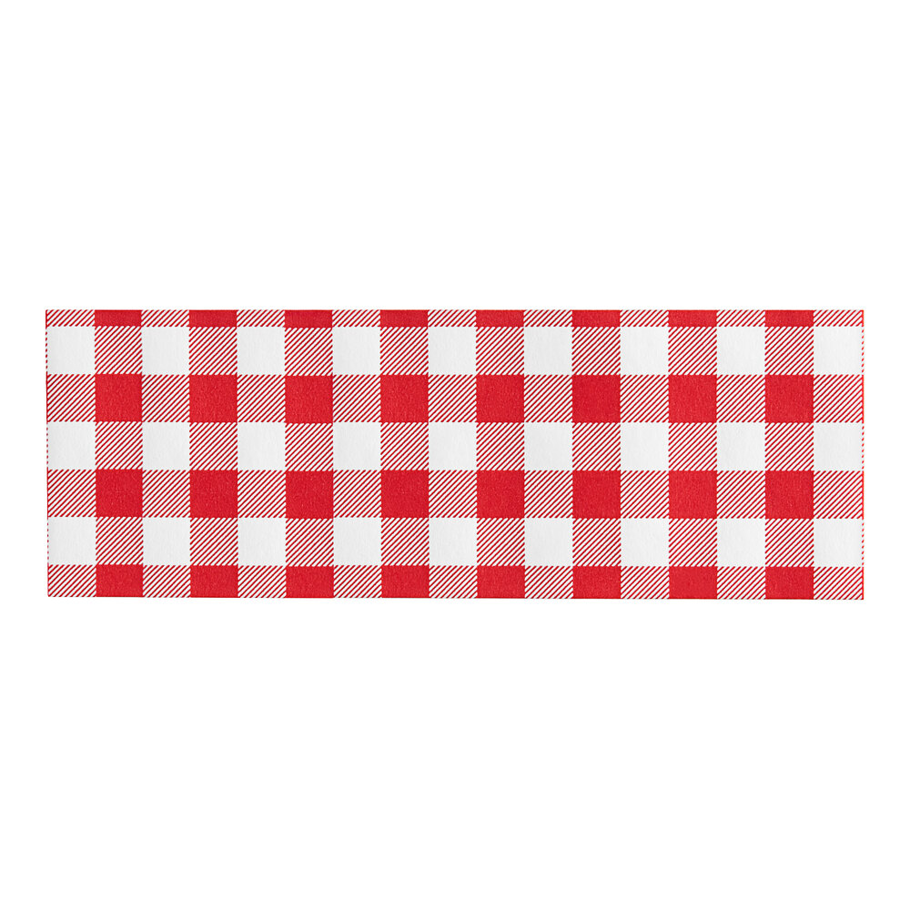 Choice Red Gingham Self-Adhering Paper Napkin Band - 20,000/Case