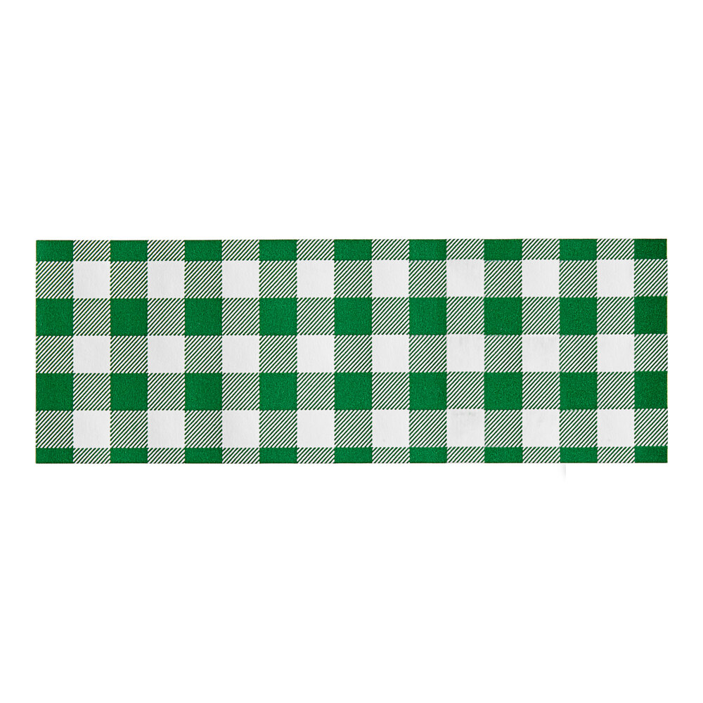 Choice Green Gingham Self-Adhering Paper Napkin Band - 20,000/Case