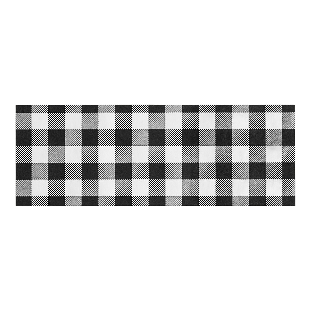 Choice Black Gingham Self-Adhering Paper Napkin Band - 20,000/Case
