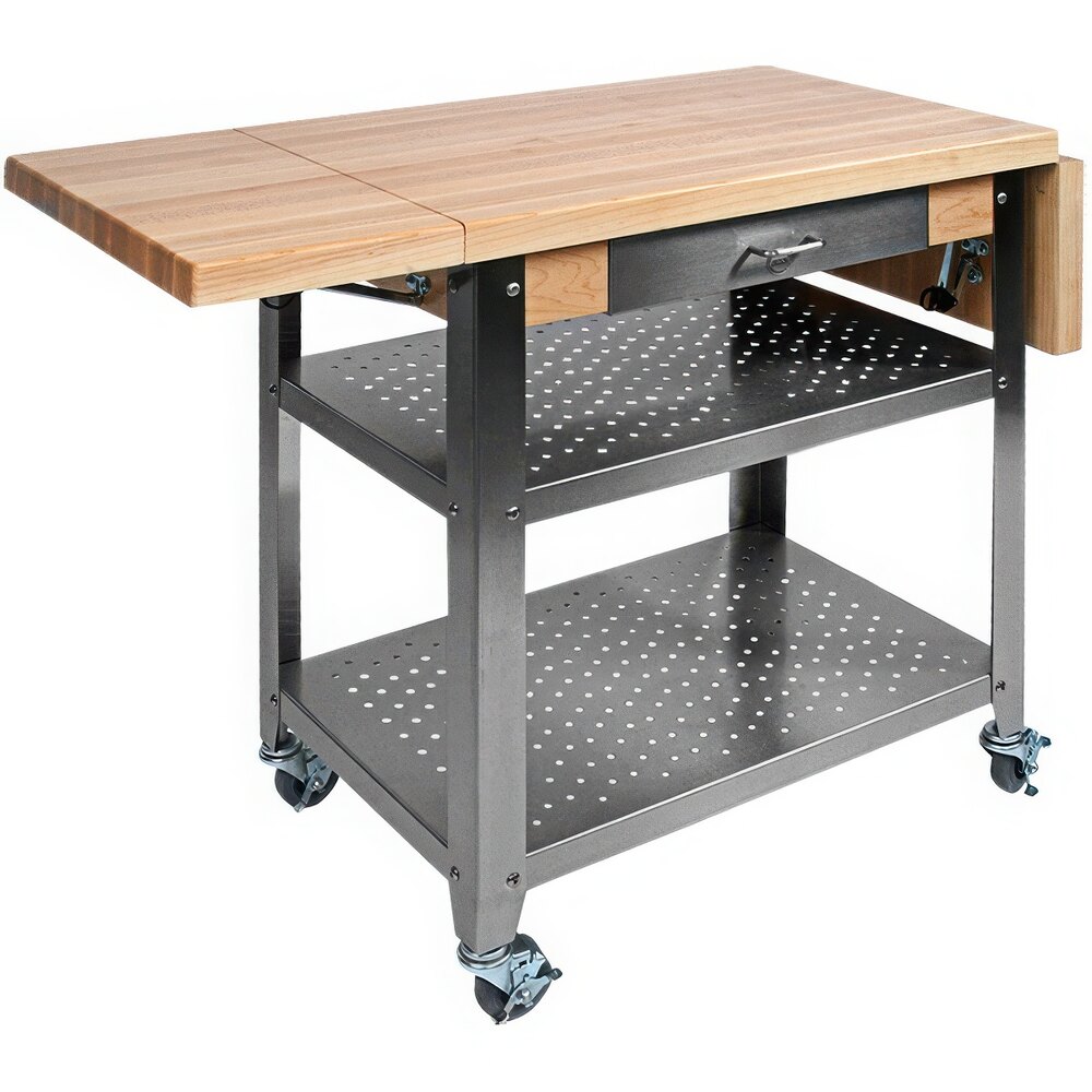 John Boos & Co. Cucina Elegante 30 3/4" x 20" Maple Kitchen Cart with Double Drop Leaf CUCE50