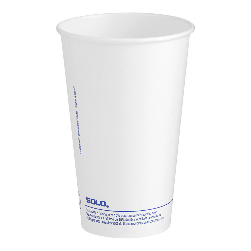 Solo 16 oz. White Single-Sided Poly Paper Hot Cup - 1,000/Case