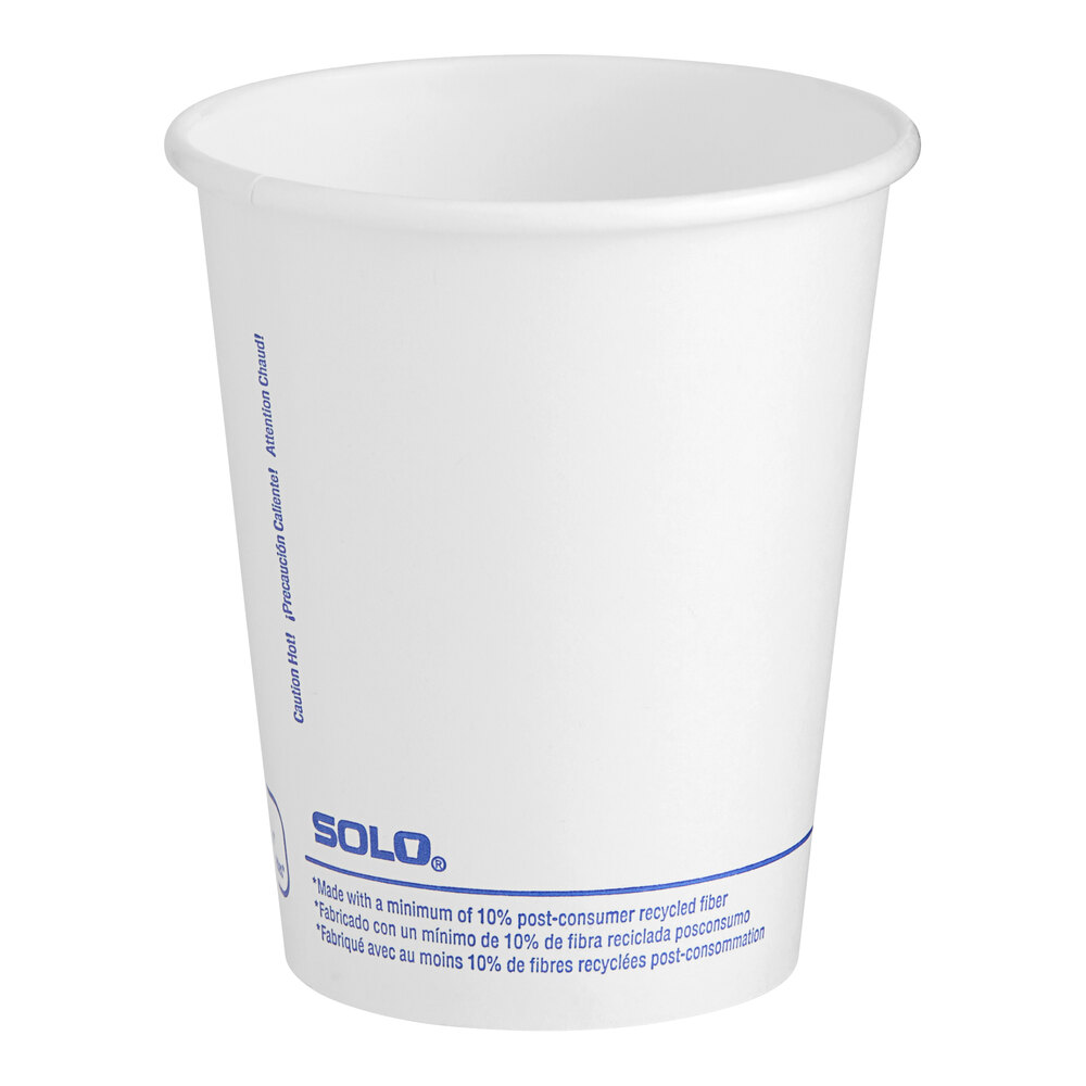 Solo 10 oz. White Single-Sided Poly Paper Hot Cup - 1,000/Case