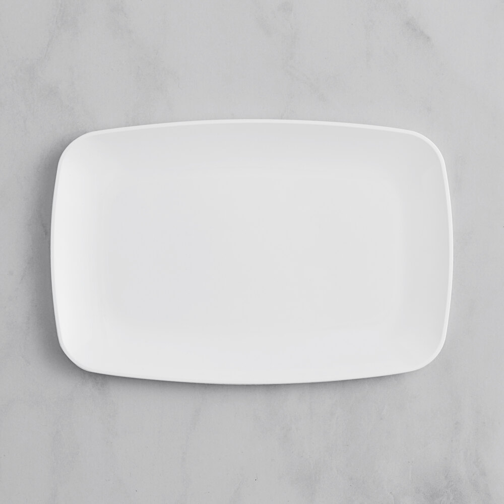 Visions Coupe 9 1/2" x 6 1/4" White Rectangular Plastic Platter - 120/Case