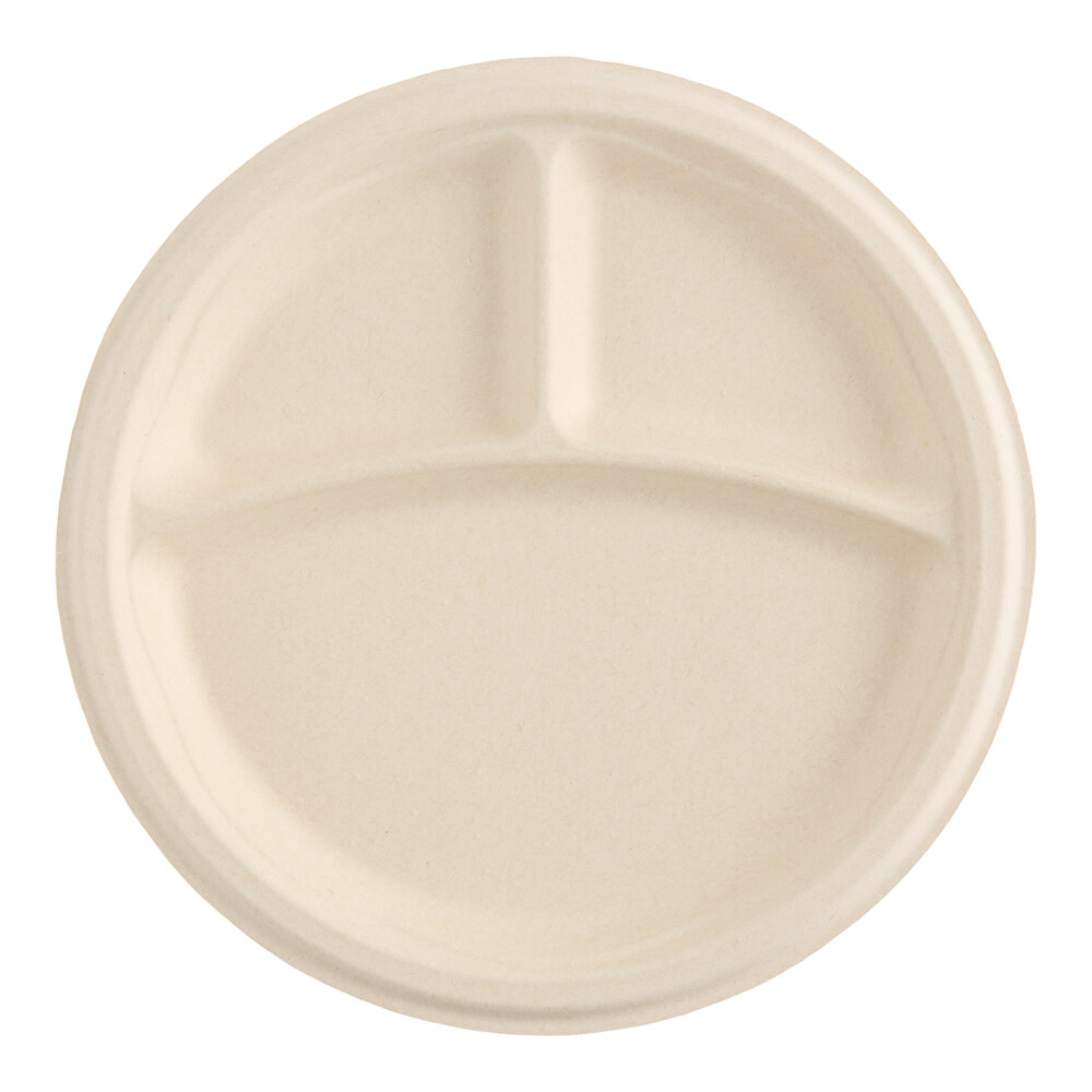 Dart 10" Round 3-Compartment Fiber Plate - 500/Case