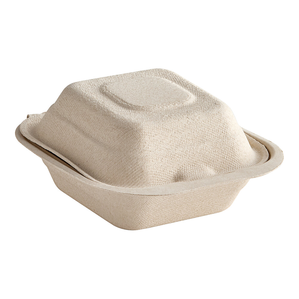 Dart 6" x 6" Compostable Fiber Hinged Take-Out Container - 500/Case