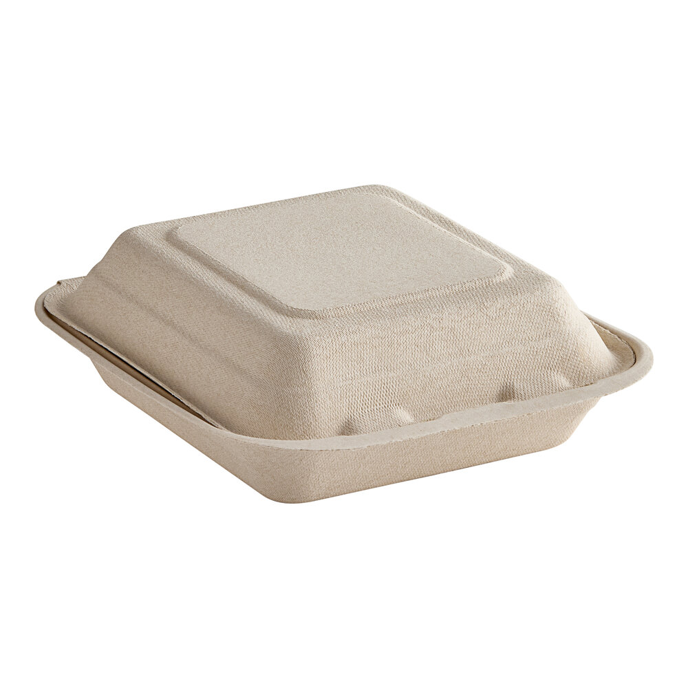 Dart 8" x 8" Compostable Fiber Hinged Take-Out Container - 200/Case