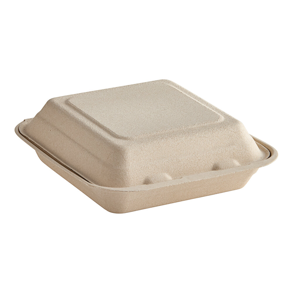 Dart 9" x 9" Compostable Fiber Hinged Take-Out Container - 200/Case