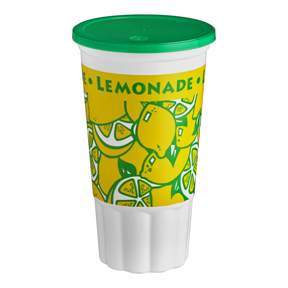 32 oz. Lemonade Economy Car Cup with Green Lid - 540/Case