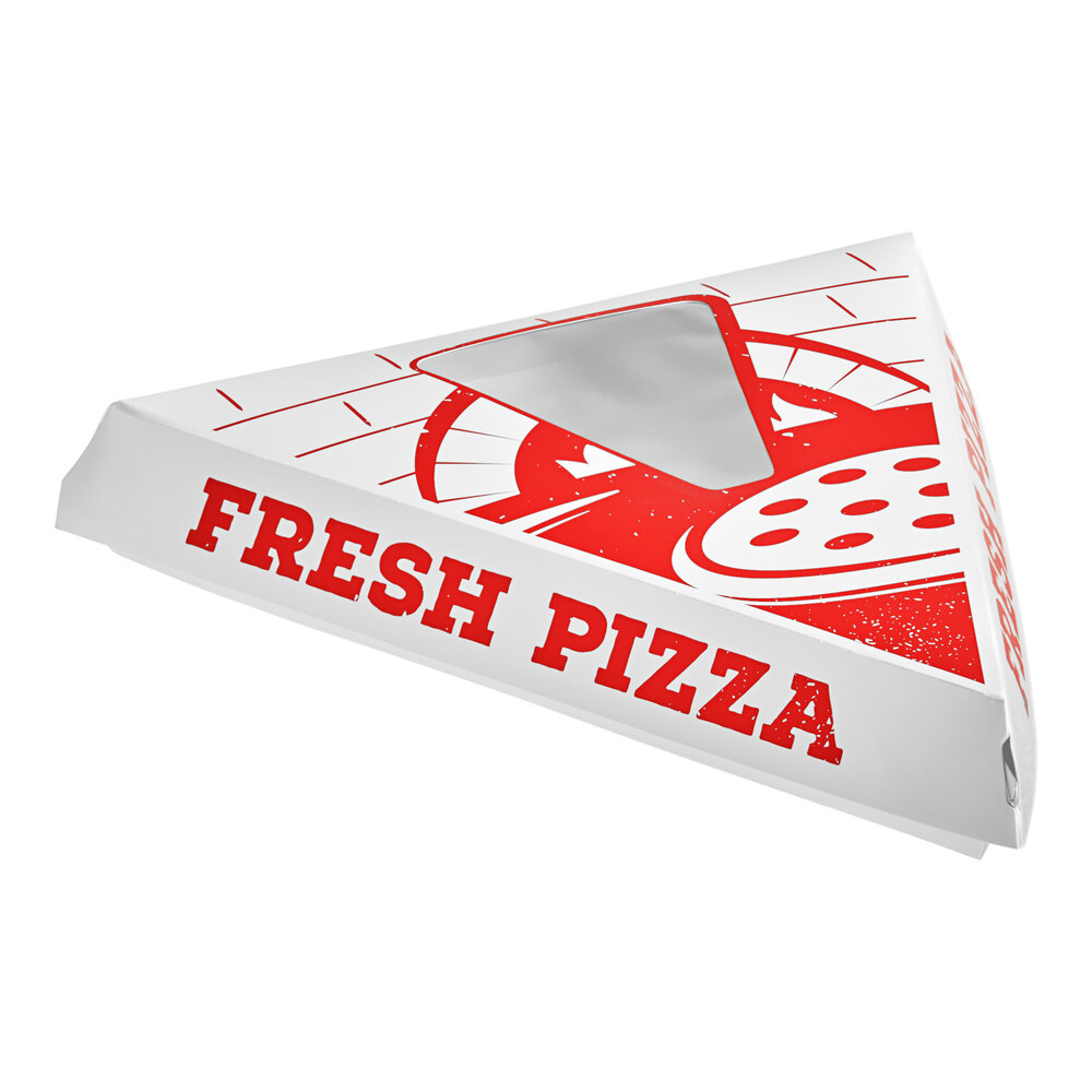 Choice White Clay-Coated Clamshell Pizza Slice Box with Window - 400/Case
