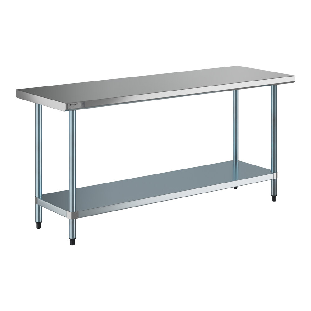 Regency 24" x 72" 18-Gauge 304 Stainless Steel Commercial Work Table with Galvanized Legs and Undershelf