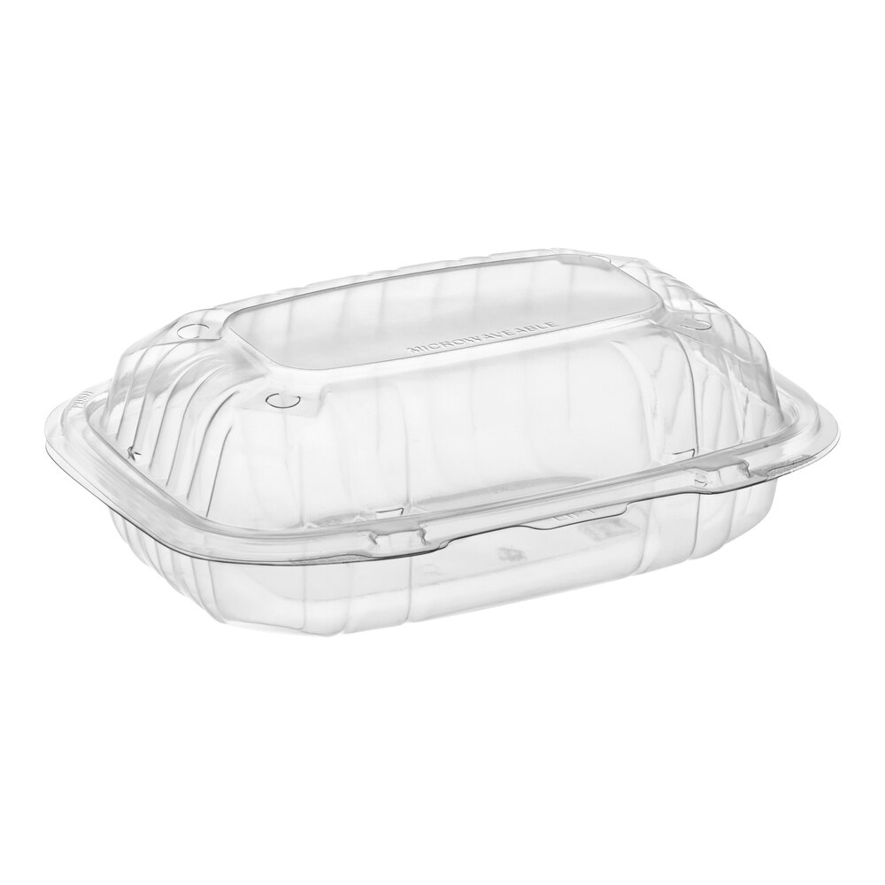 Dart 9" x 6" x 3" Microwavable Clear Hinged Plastic Take-Out Container - 300/Case