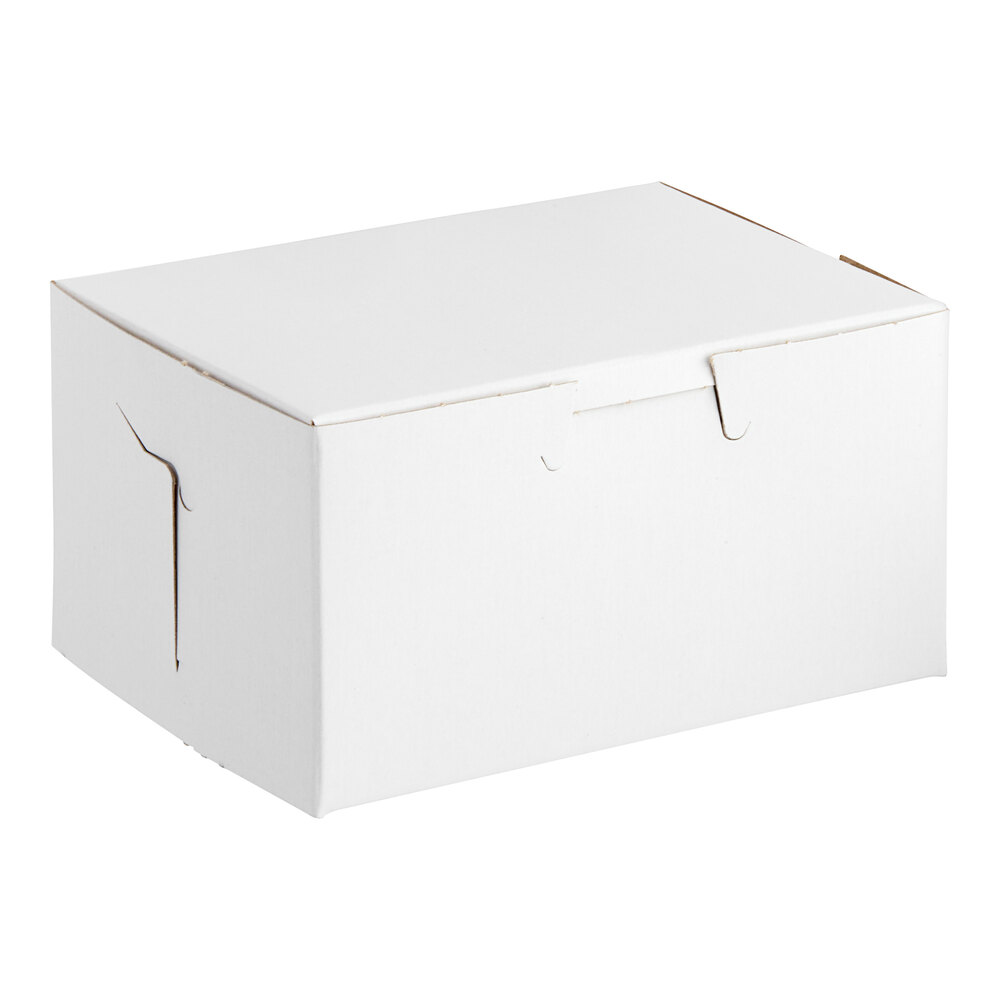 5 1/2" x 4" x 3" White Customizable Cake / Bakery Box - 10/Pack