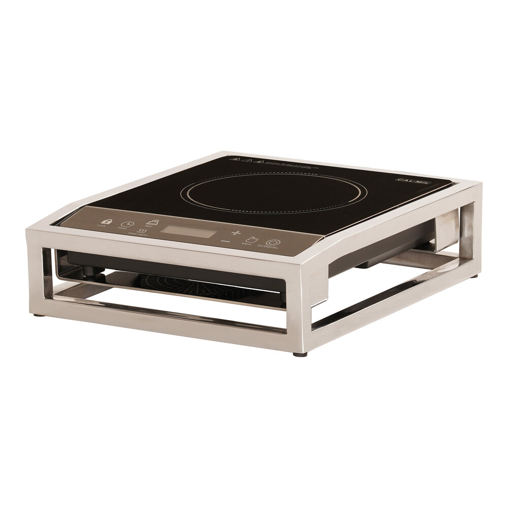 Cal-Mil 23126-49 Milo 16" x 13" x 4" Chrome Countertop Induction Range - 110-120V, 1,800W