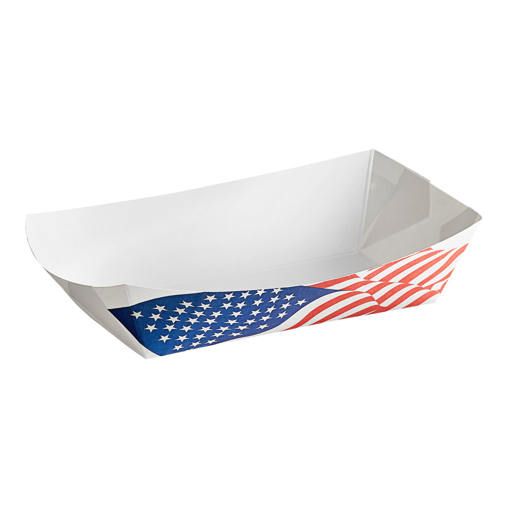 #500 5 lb. USA Flag Paper Food Tray - 500/Case