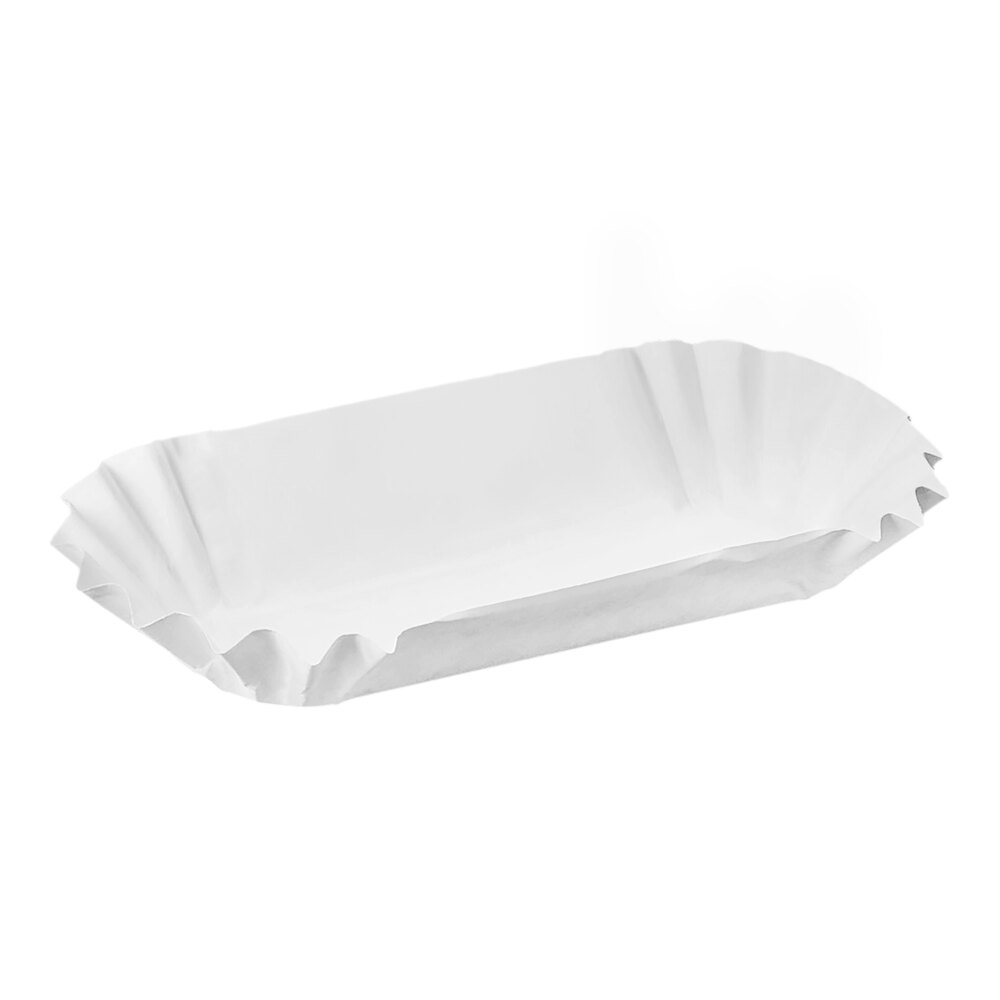Heavy Weight 6" White Paper Fluted Hot Dog Tray - 3,000/Case