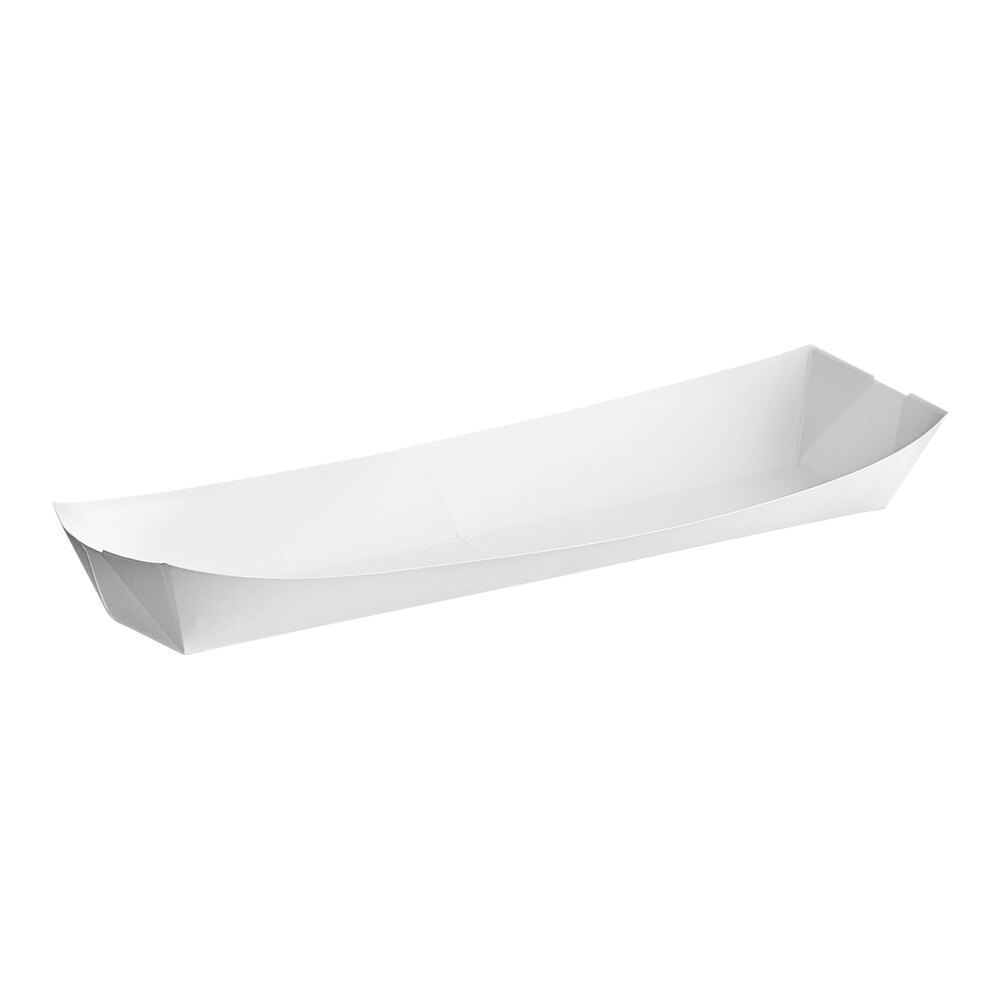 11" x 3 3/4" x 1 3/8" White Paper Hot Dog Tray - 1,000/Case