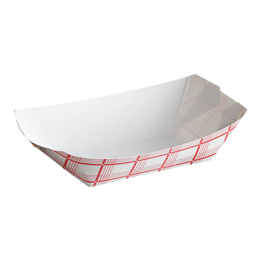 #50 1/2 lb. Red Plaid Paper Food Tray - 1,000/Case