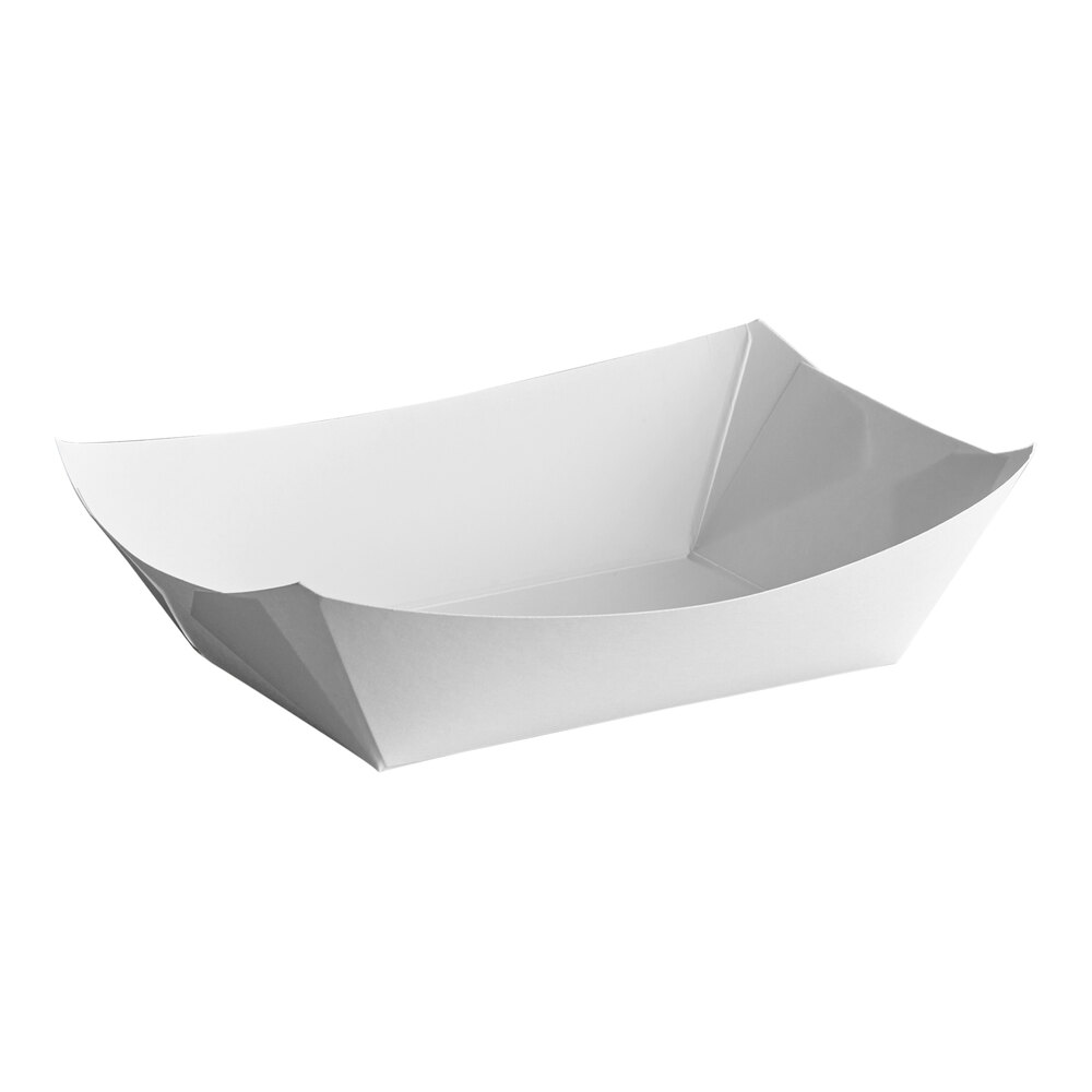 #250 2.5 lb. White Customizable Paper Food Tray - 250/Pack