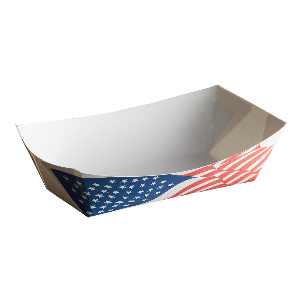 #100 1 lb. USA Flag Paper Food Tray - 1,000/Case