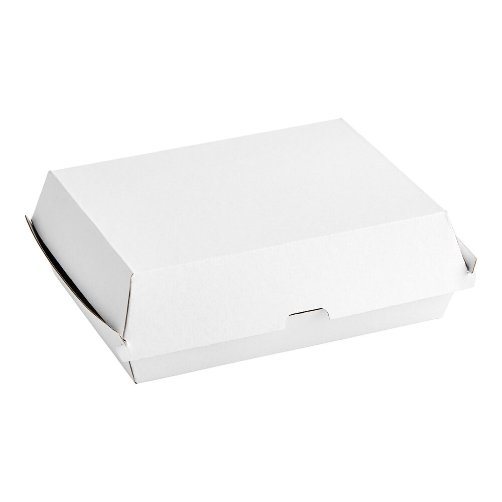 Choice 8" x 6" x 3" White Corrugated Clamshell Container - 200/Case