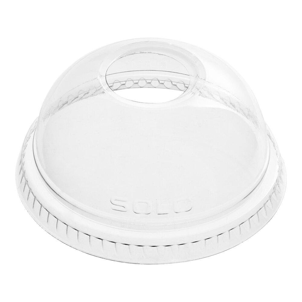 Dart 9-10 oz. Clear Plastic Dome Lid with 1" Hole - 1,000/Case