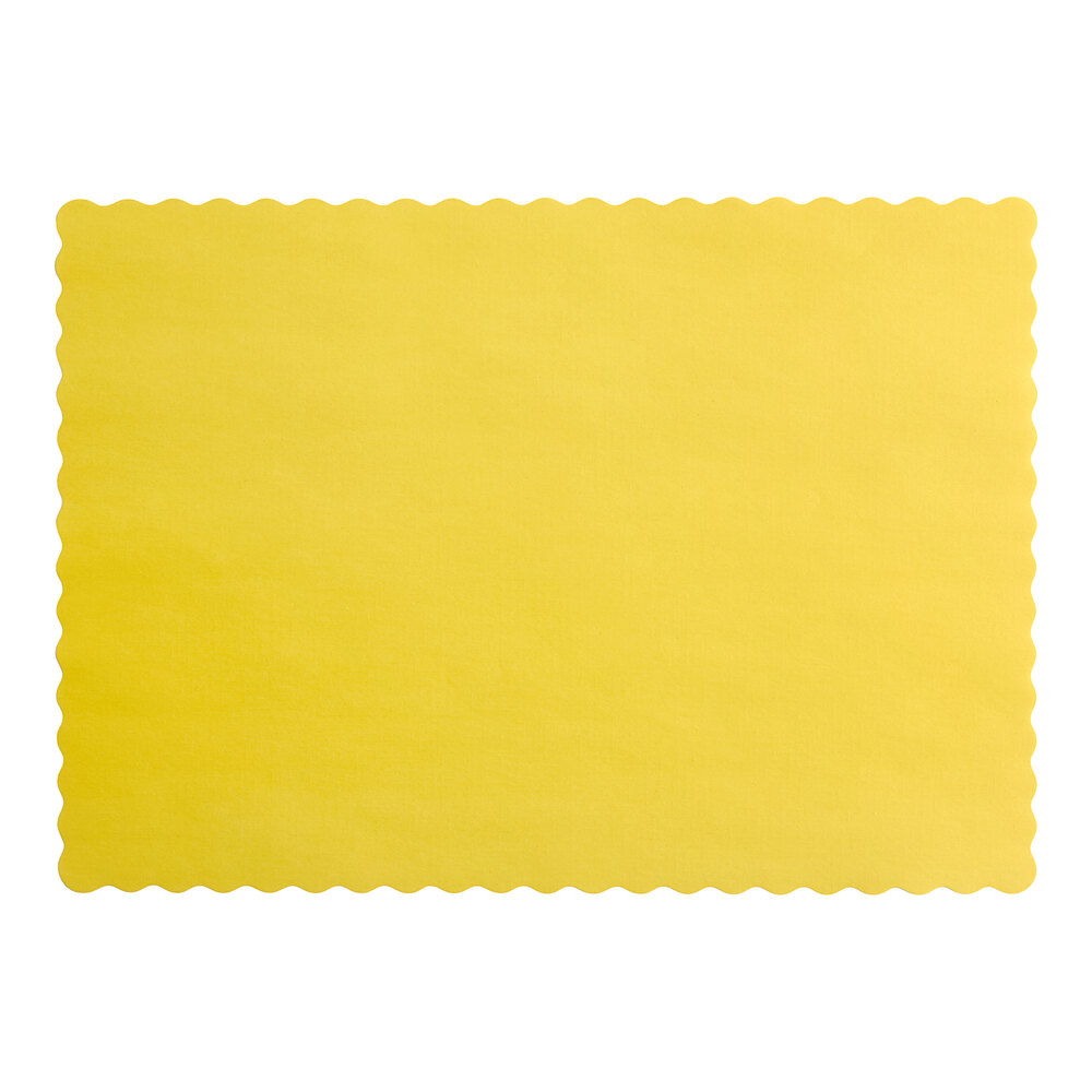 Choice 10" x 14" Yellow Colored Paper Placemat with Scalloped Edge - 1,000/Case