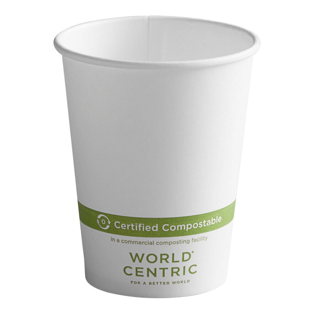 World Centric 12 oz. White Compostable Paper Hot Cup - 1,000/Case
