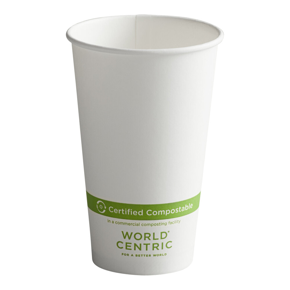 World Centric 16 oz. White Compostable Paper Hot Cup - 1,000/Case