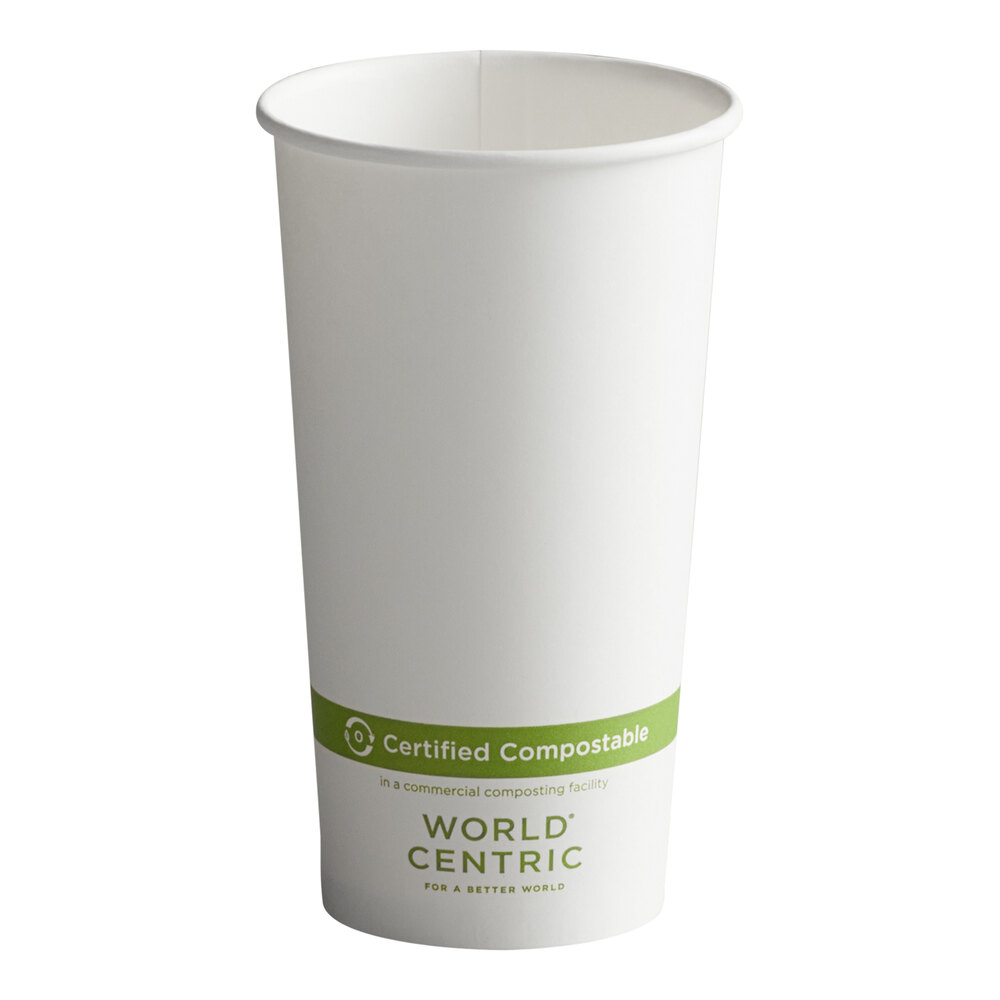 World Centric 20 oz. White Compostable Paper Hot Cup - 1,000/Case