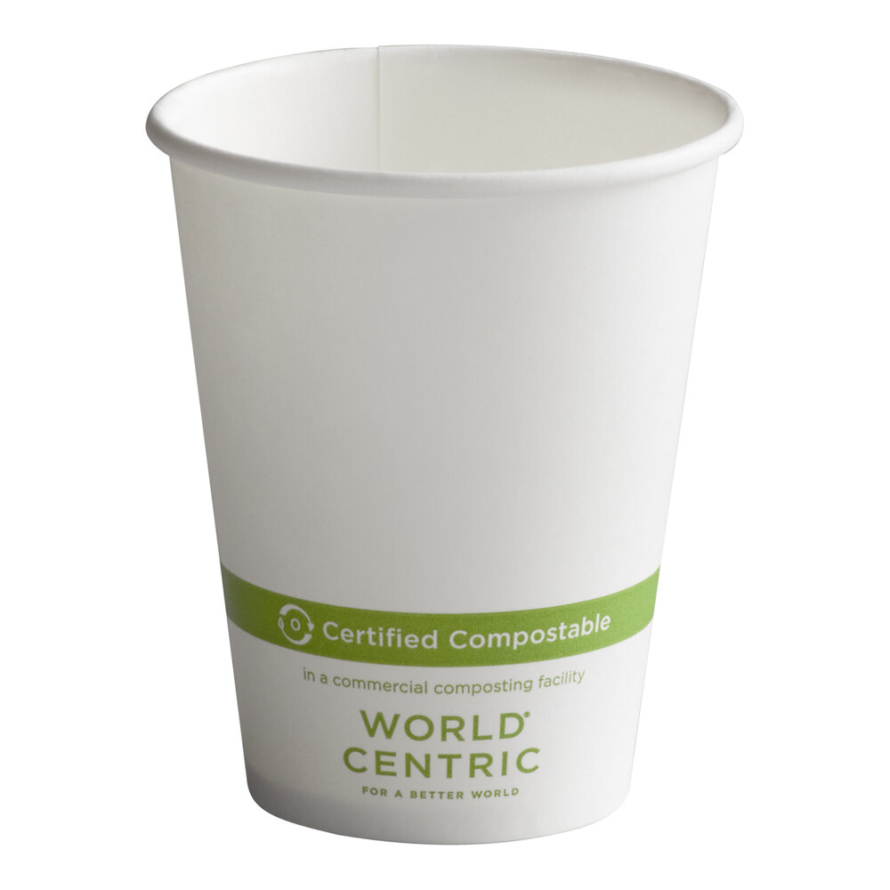 World Centric 8 oz. White Compostable Paper Hot Cup - 1,000/Case