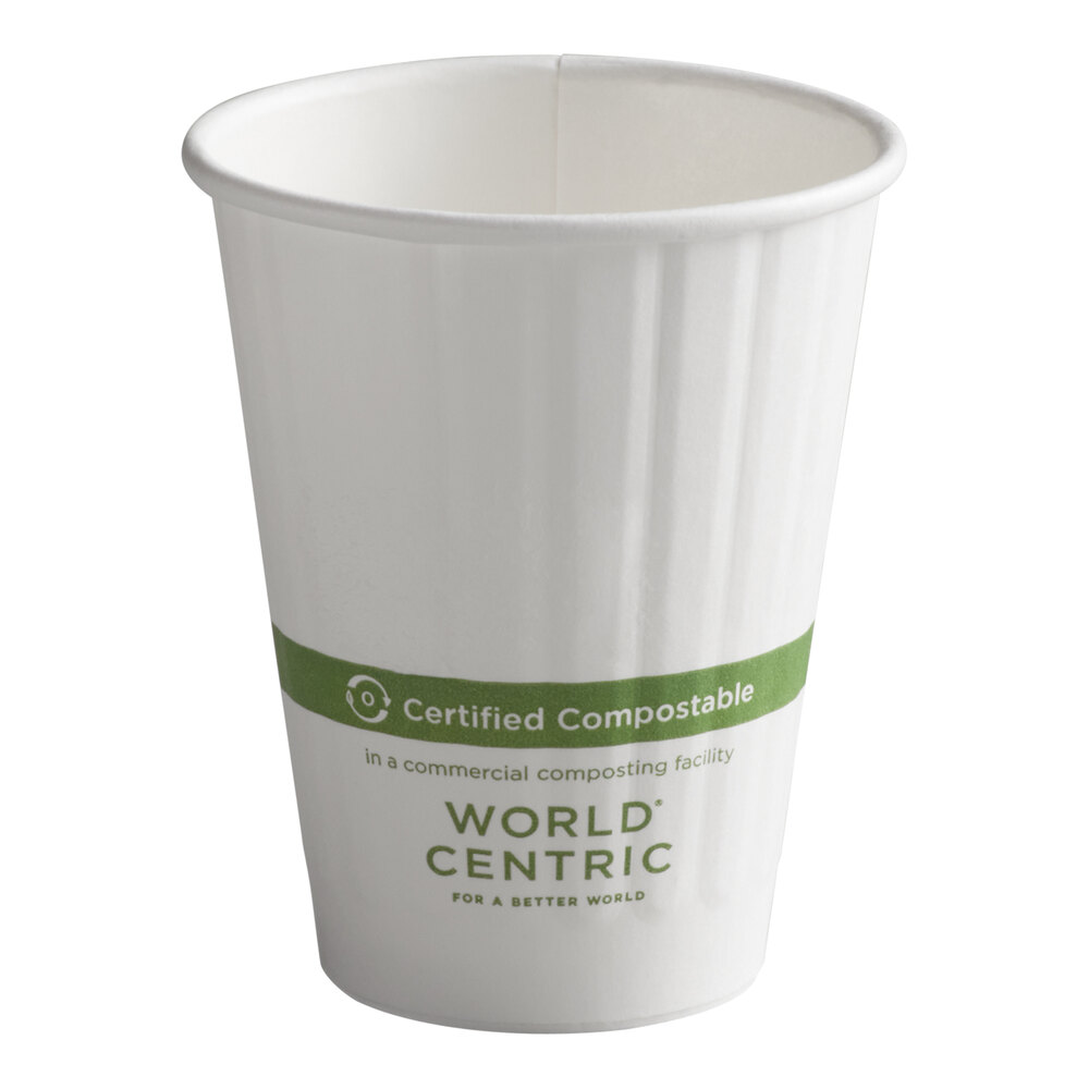 World Centric 8 oz. White Compostable Double Wall Paper Hot Cup - 1,000/Case