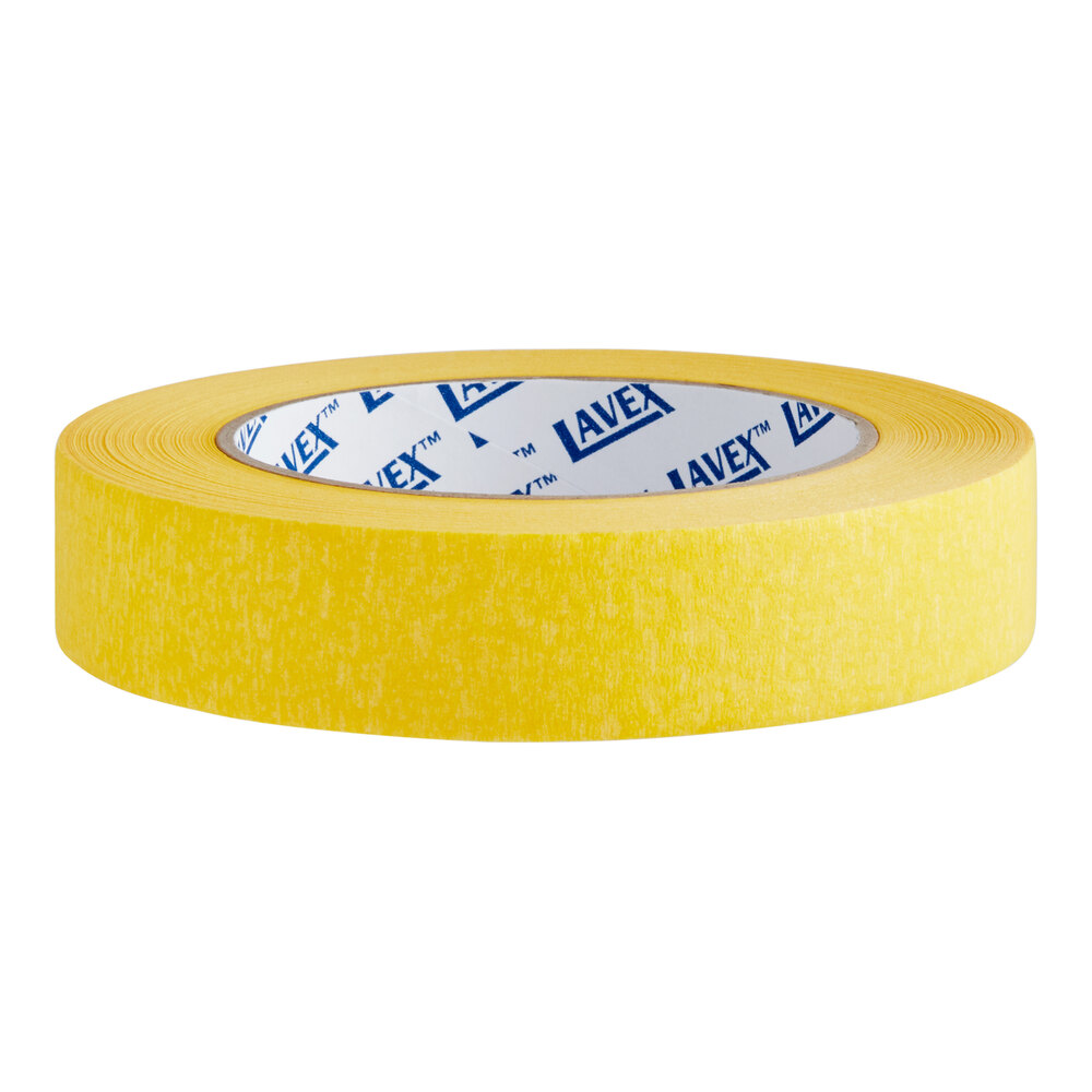 Lavex 1" x 60 Yard General Purpose Yellow Masking Tape - 6/Pack