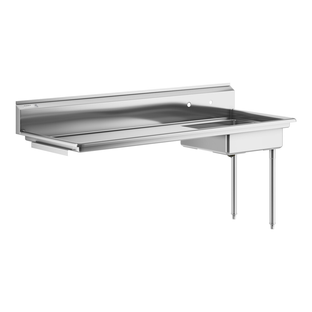 Regency 72" 16-Gauge Stainless Steel Soiled / Dirty Undercounter Dishtable - Sink on Right