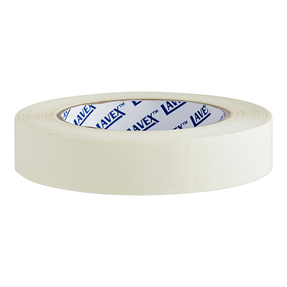 Lavex 1" x 60 Yard General Purpose White Masking Tape - 6/Pack
