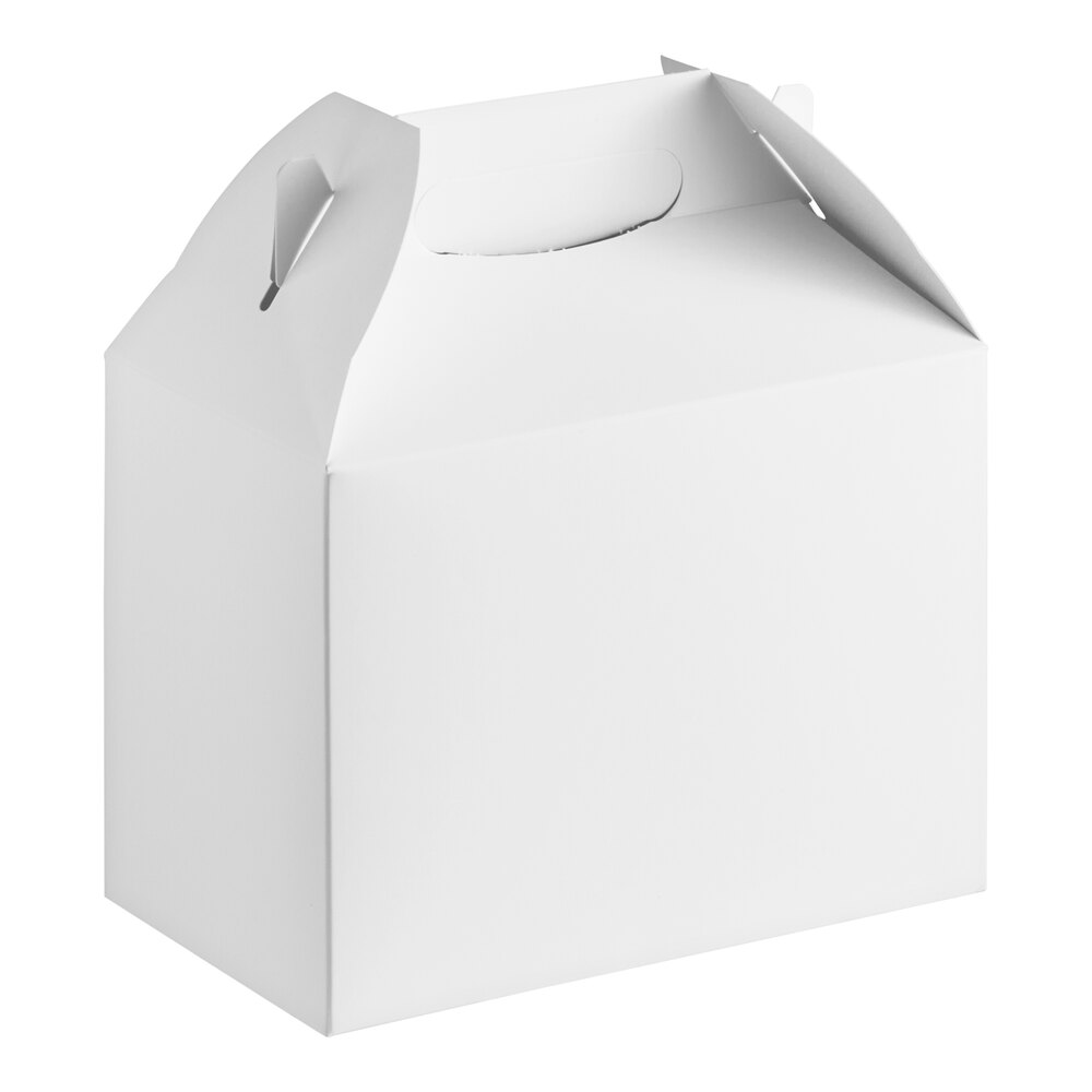 Choice 9" x 5" x 6 3/4" White Barn Take-Out Lunch / Chicken Box with Handle - 150/Case