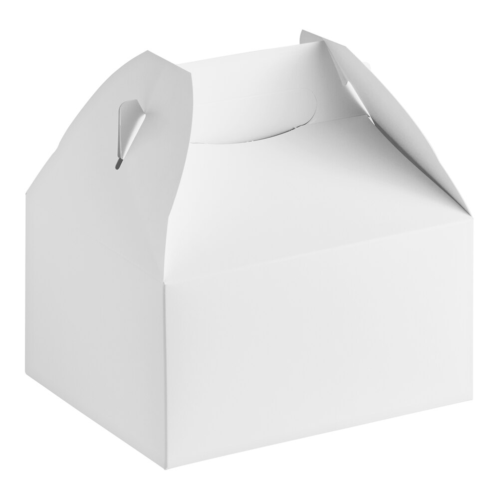 Choice 9" x 7" x 5" White Barn Take-Out Lunch / Chicken Box with Handle - 125/Case